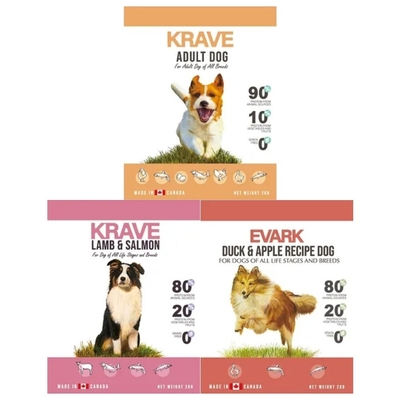 加拿大KRAVE渴望 無穀羊肉鮭魚/原野鮮雞/鴨肉蘋果犬 2kg (購買第二件贈送寵物零食x1包)