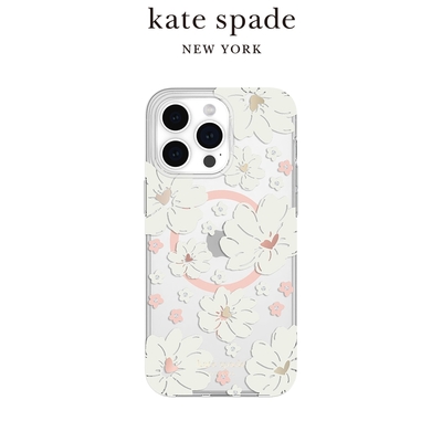【kate spade】iPhone 15 Pro Max MagSafe 精品手機殼 純白牡丹