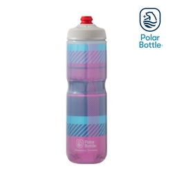【Polar Bottle】24oz 方格紋雙層保冷噴射水壺 Tartan 粉-藍 Pink-Navy
