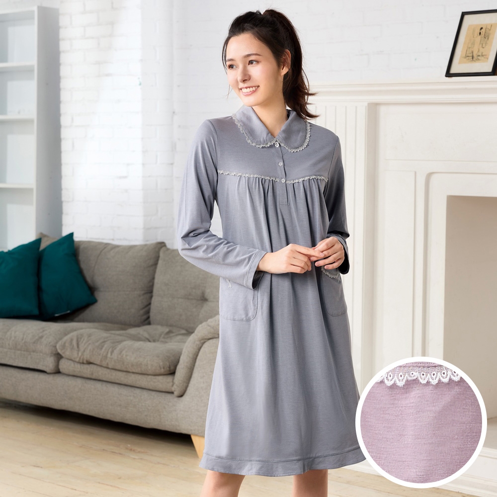 華歌爾睡衣-睡眠研究系列 M-L茶葉炭洋裝(珊瑚粉) 親膚保暖-LWB09523PI