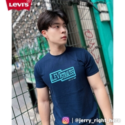 Levis 男女同款 合身版短袖T恤 / 復古招牌Logo 藍