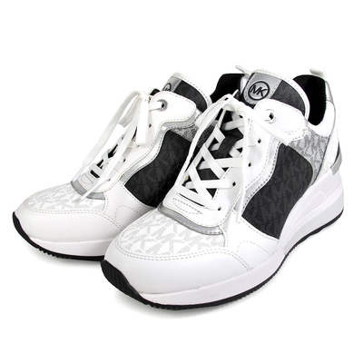 MICHAEL KORS Crista Trainer 銀字Logo異材質混搭老爹休閒鞋(黑白雙色)