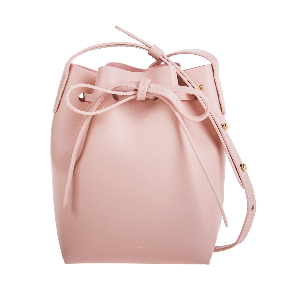 Mansur Gavriel 植鞣小牛皮Mini Mini肩背/斜背水桶包 (淺粉)