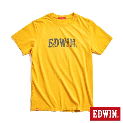 EDWIN 網路獨家 手繪立扣LOGO短袖T恤-中性-黃色