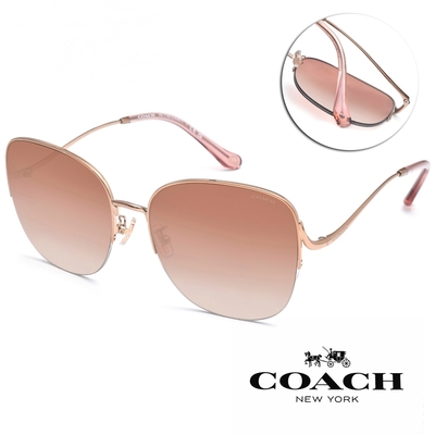 COACH 金屬圓框太陽眼鏡/粉漸層玫瑰金#HC7152 933113 | 太陽眼鏡/墨鏡