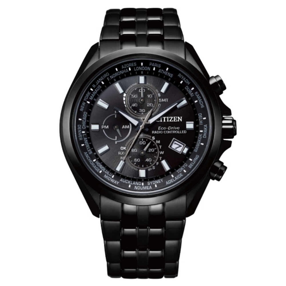 CITIZEN星辰 GENT'S系列 光動能電波三眼計時腕錶 44mm/AT8205-83E