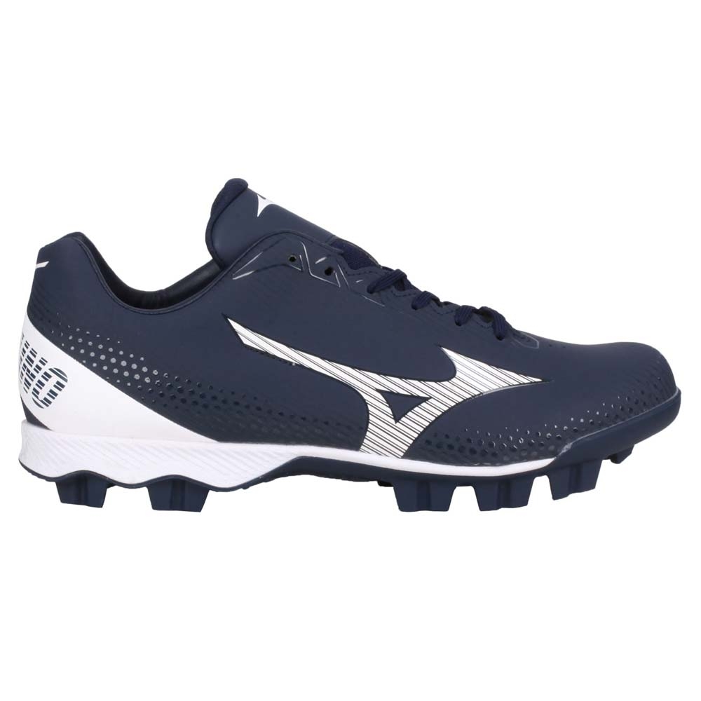 MIZUNO WAVE LIGHTREVO男棒壘球鞋-3E-寬楦 美津濃 11GP222141 丈青白黑