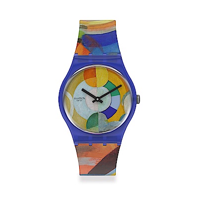 Swatch Gent 龐畢度藝術中心聯名 旋轉木馬 Carousel 德勞內 Gent原創系列 手錶34mm