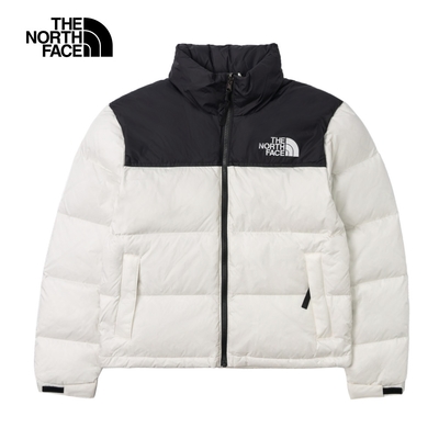 【The North Face 官方旗艦】【經典ICON】北面女款米白色防潑水保暖可收納連帽羽絨外套｜3XEOROU