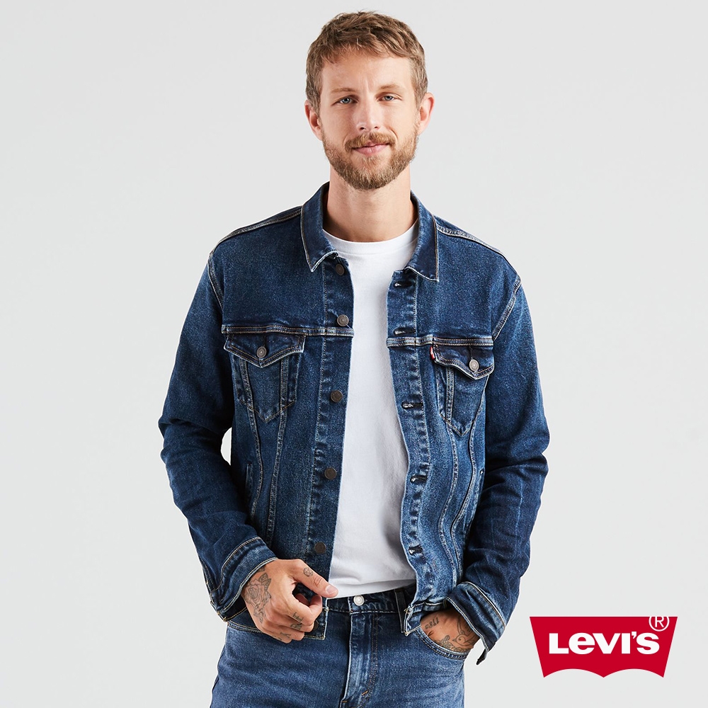 Levis 男款 牛仔外套 Type3經典修身版型 深藍水洗 彈性布料