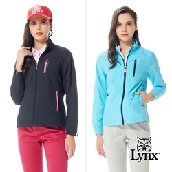 【Lynx Golf】女款內刷毛保暖防風素面造型胸袋拉鍊款長袖外套(二色)