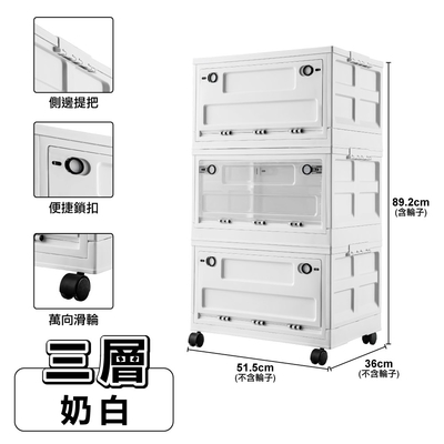 【時時樂】ANDYMAY2 40L多彩萬向輪三開門摺疊收納箱-附萬向輪(3入) OH-Q201 | 折疊式 | Yahoo奇摩購物中心