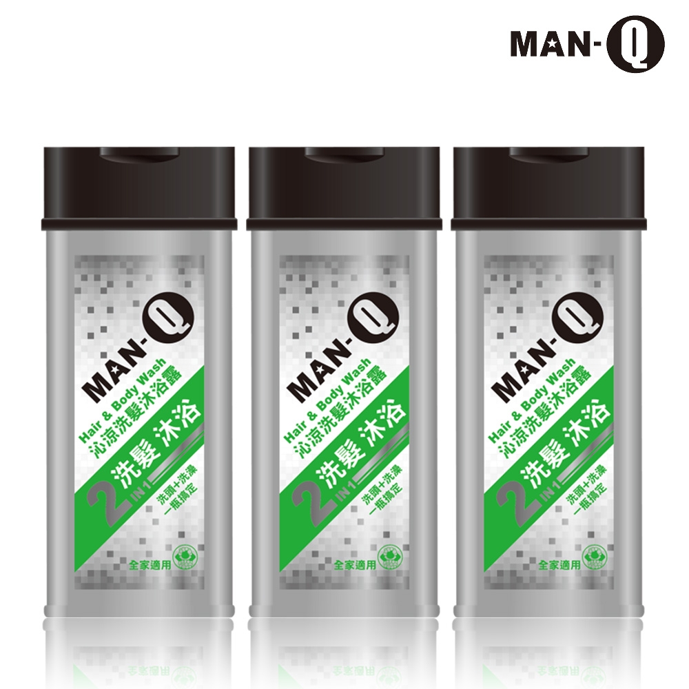 MAN-Q 2in1沁涼洗髮沐浴露x3入(350ml/入)