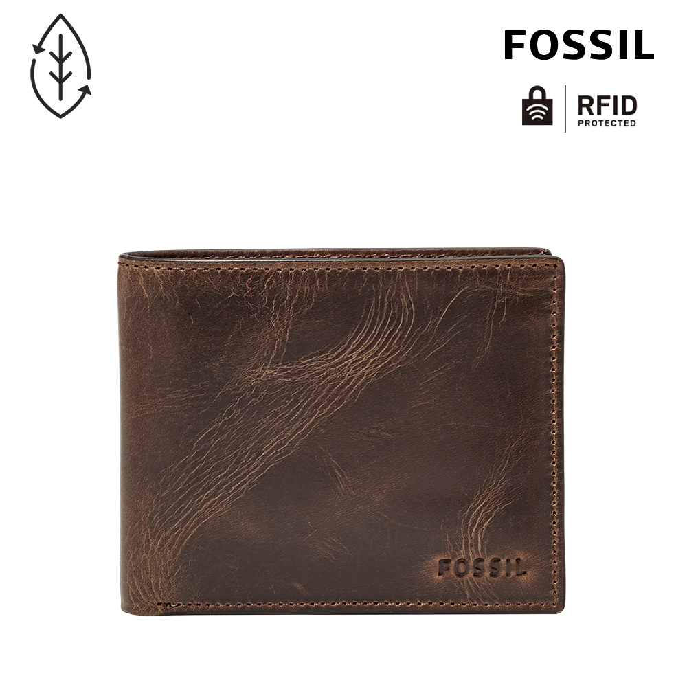 FOSSIL Derrick 真皮RFID防盜皮夾-咖啡色 ML3771201