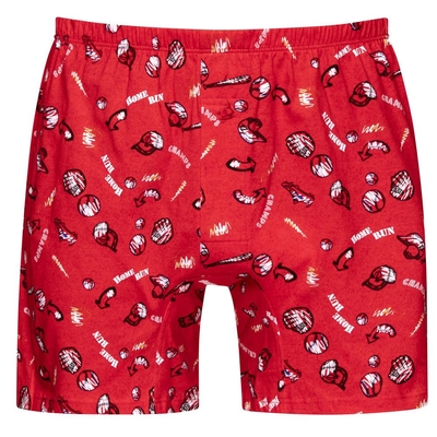 DADADO-棒球賽事 4L印花四角男內褲(紅) 天然絲光棉-吸濕排汗-GHP140RS