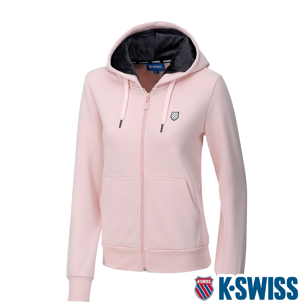 K-SWISS Fur Hoody Jacket刷毛連帽外套-女-蜜桃粉