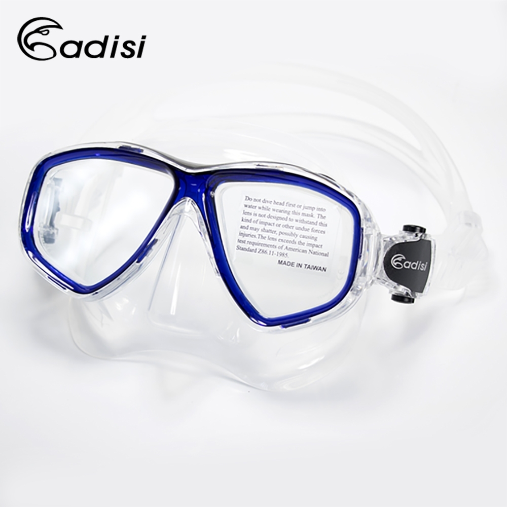 ADISI WM21 雙眼面鏡 透明/深藍框(蛙鏡、浮潛、潛水、戲水、泳鏡、潛水面鏡)