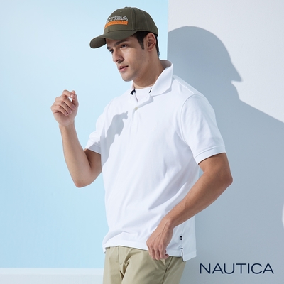 Nautica 男裝 素色百搭短袖POLO衫-白色