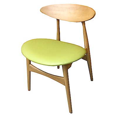 AS-Edith山毛色綠皮面實木餐椅-50x48x75cm