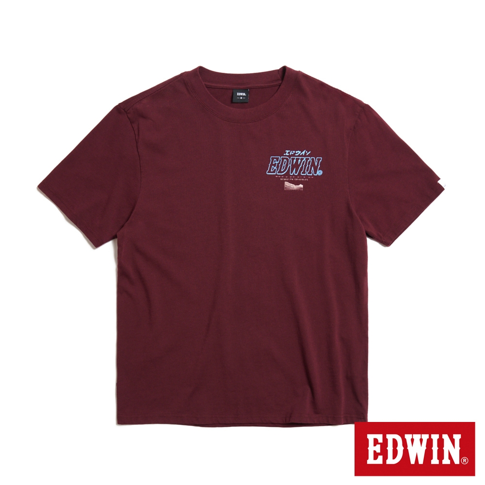 EDWIN 寬版後磅怪物短袖T恤-男-朱紅色