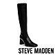 STEVE MADDEN-HOLLY 皮革小方頭粗跟長靴-黑色 product thumbnail 1