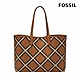 FOSSIL Williamson 菱格紋印花托特包-棕色 ZB1867194 product thumbnail 1