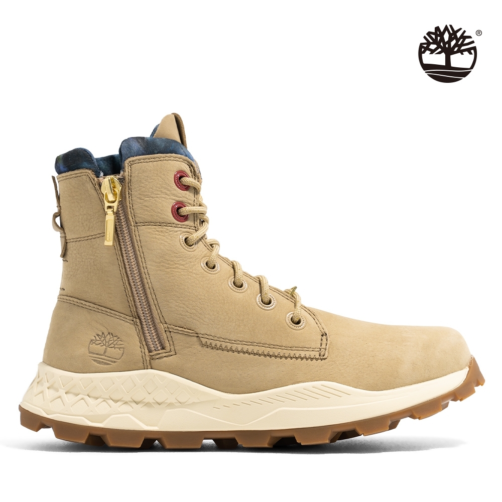 Timberland 男款卡其色磨砂革側拉鍊靴|A41AM