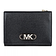 MK MICHAEL KORS PARKER縮寫字母LOGO滑面牛皮4卡三折釦式短夾(黑) product thumbnail 1