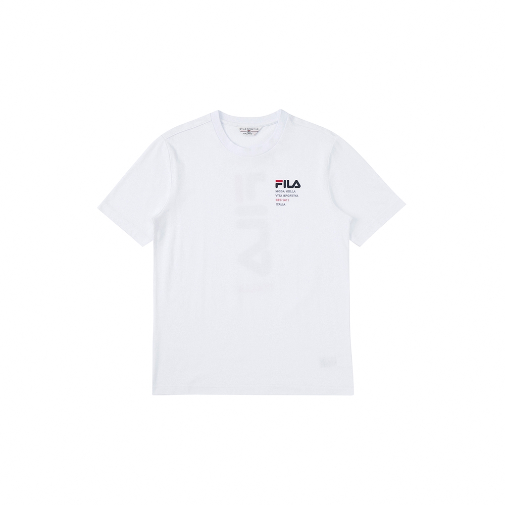 FILA 中性短袖圓領T恤-白色 1TEX-1459-WT