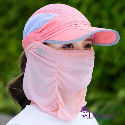 Decoy 運動防曬 女性口面罩可拆透氣遮陽帽 西瓜粉