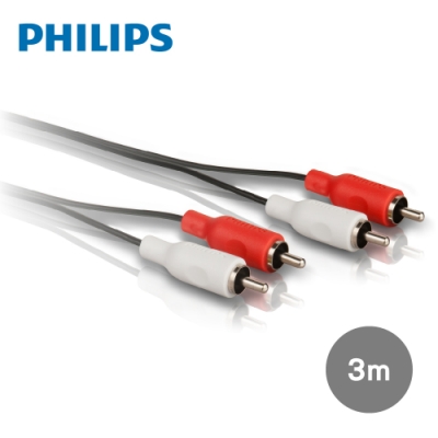 PHILIPS 飛利浦 3m 2RCA立體音源線(紅白) SWA2523W/10