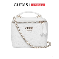 GUESS-經典縫線紋肩背包-白