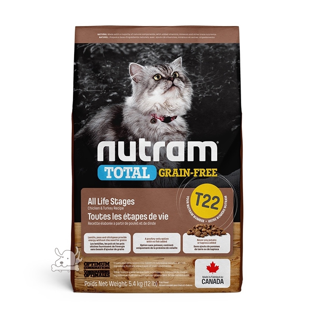 NUTRAM 紐頓 T22 無穀火雞+雞肉 挑嘴全齡貓糧 5.4kg