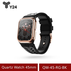 【Y24】Quartz Watch 45mm 石英錶芯手錶  QW-45-RG-BK 黑/玫瑰金 (不含錶殼)