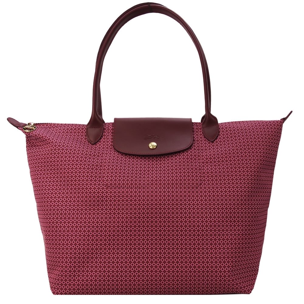 LONGCHAMP LePliage Collection長把摺疊水餃包(大/無花果紅)