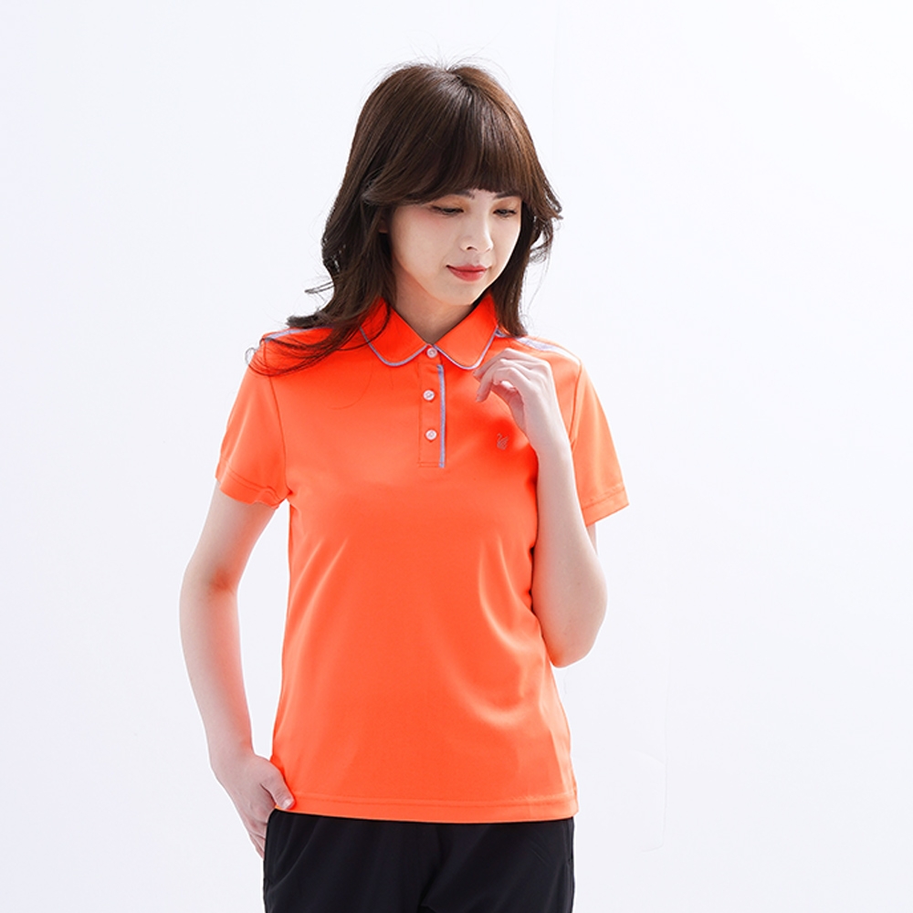 【遊遍天下】女款格紋領抗UV吸濕排汗機能POLO衫GS1016桔色