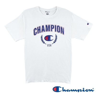 Champion-LOGO印花短袖TEE上衣-男(白色)