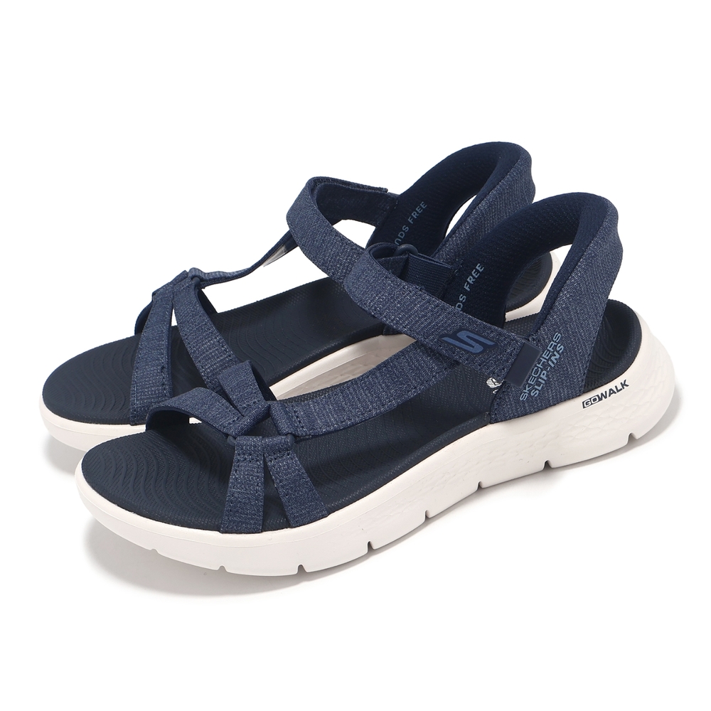 Skechers 涼鞋 Go Walk Flex Sandal-ILLUMINATE Slip-Ins 女鞋 藍 白 避震 輕量 涼拖鞋 141481NVY