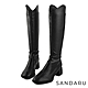 山打努SANDARU-大尺碼 長靴 素面V口中跟顯瘦高筒靴-黑 product thumbnail 1