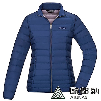 【ATUNAS 歐都納】女款休閒輕量快乾潑水羽絨保暖外套A-G1848W深藍