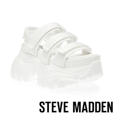 STEVE MADDEN-VOLTZER 魔鬼氈厚底休閒涼鞋-白色