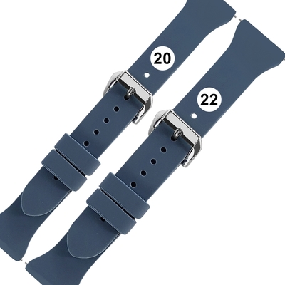 Watchband / 20.22mm / 各品牌通用 經典色系 快拆型 矽膠錶帶-霧藍色
