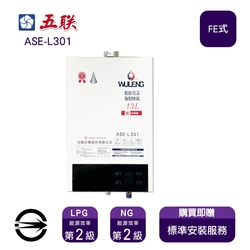 〈限北北基桃安裝〉五聯 ASE-L301 (NG1/FE式) 屋內型智能恆溫強制排氣式13L熱水器_天然