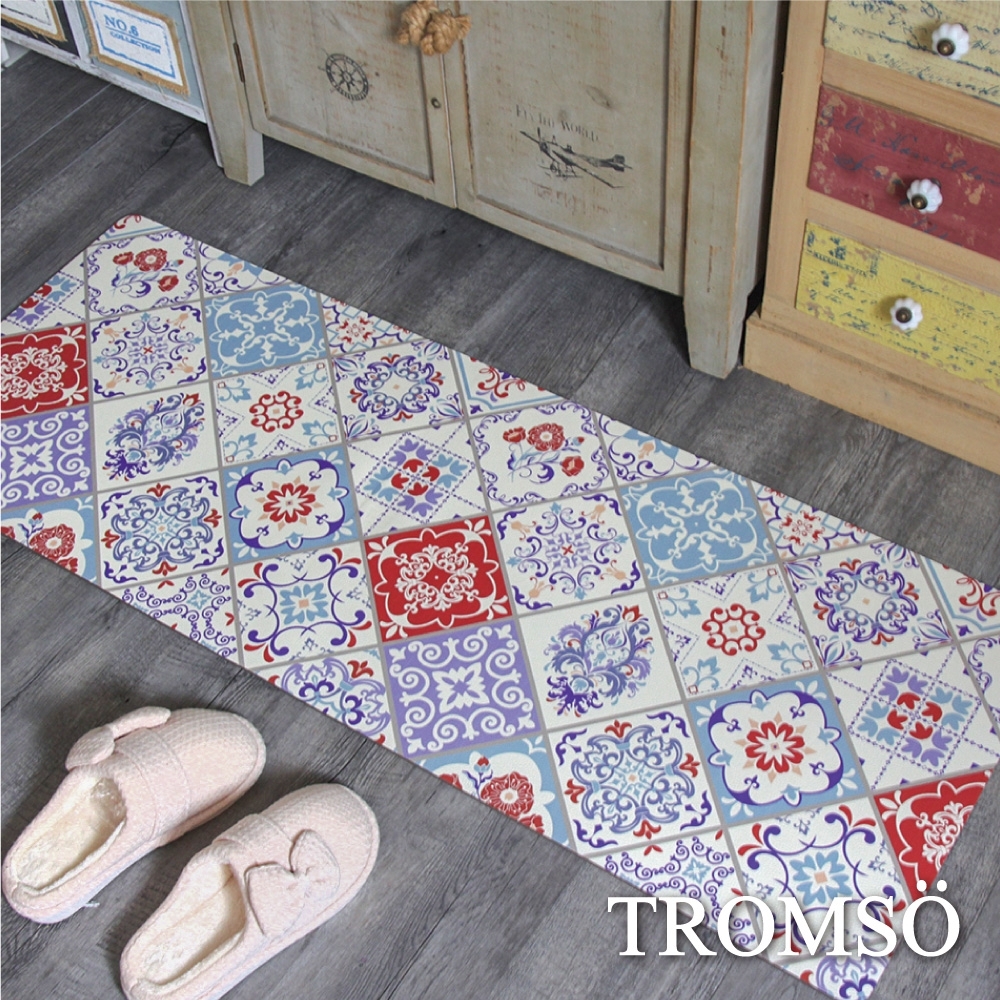TROMSO 廚房防油皮革地墊-K318奢華紅花磚
