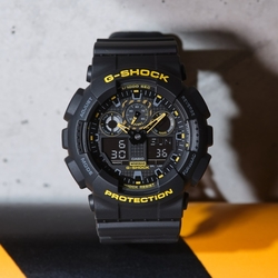CASIO 卡西歐 G-SHOCK 黑黃配色系列 雙顯手錶 新年禮物 GA-100CY-1A