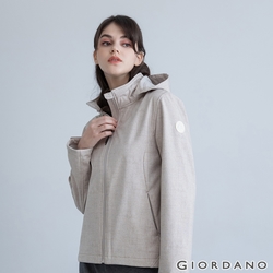 GIORDANO 女裝高機能袖章連帽外套 - 21 燕麥卡其紋理