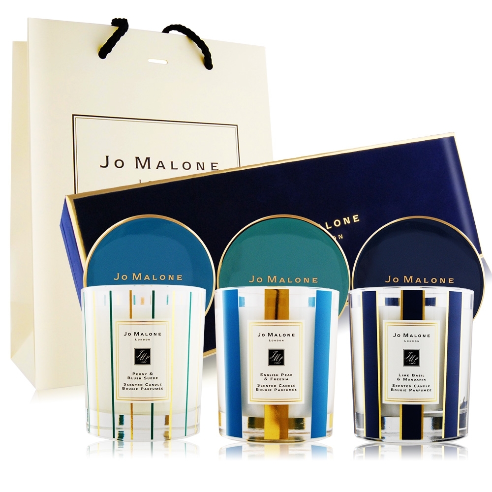 *Jo Malone 居室香氛工藝蠟燭禮盒[青檸羅勒+英國梨+牡丹]200gX3[附提袋]