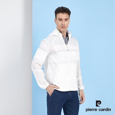 Pierre Cardin皮爾卡登 男裝 抗UV素色連帽休閒外套-白色 (5217664-90)