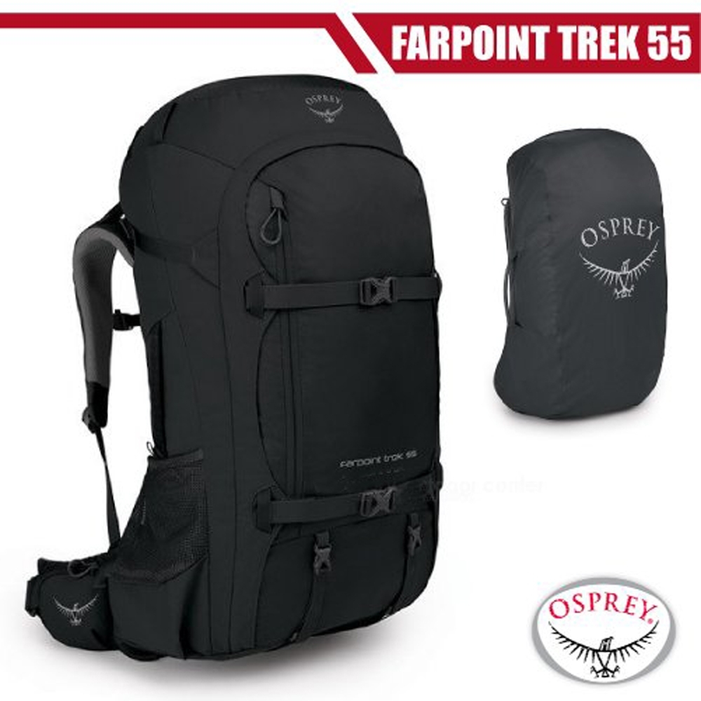 OSPREY 新款 Farpoint Trek Pack 55L 多功能自助旅行包_黑 R