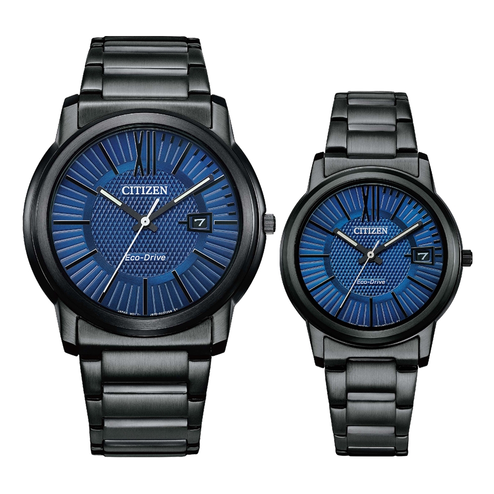 CITIZEN 概念躍動光動能日期對錶-黑X藍-AW1217-83L_FE6017-85L-42mm/33.3mm